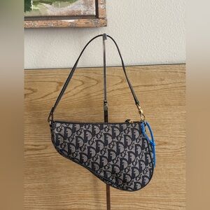 Authentic vintage Dior blue trotter mini saddle